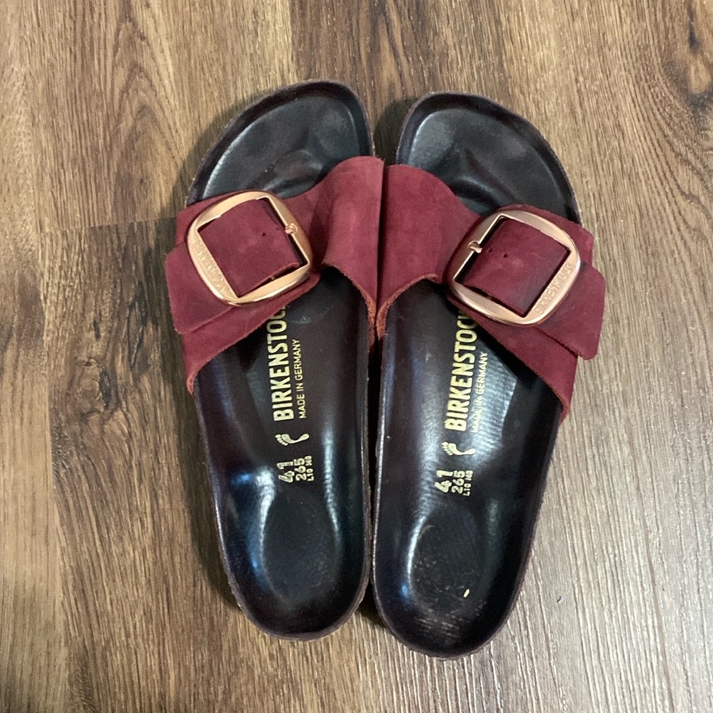 Burgundy Madrid Big Buckle Birkenstock Sandals size 41 W10 M8